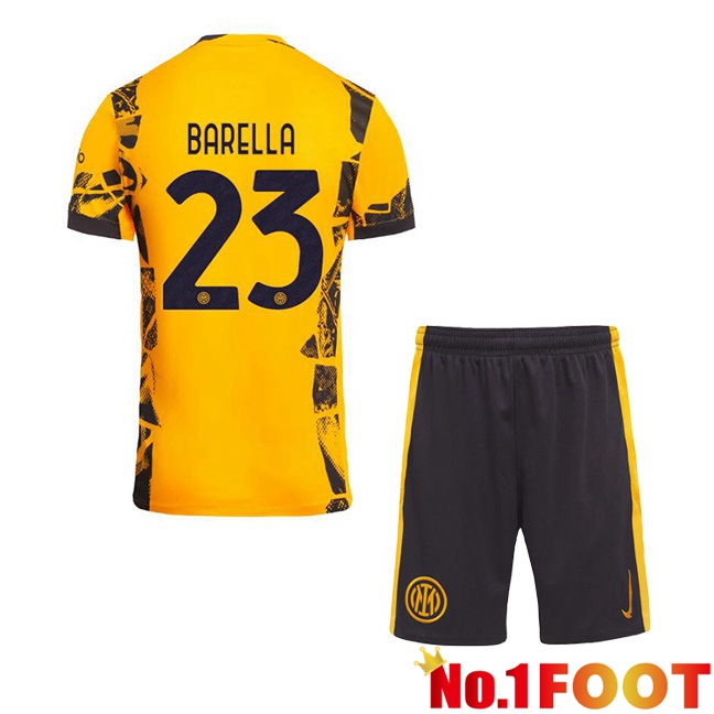 Inter Milan (BARELLA 23) Kids Third Soccer Jersey Yellow 2024/2025