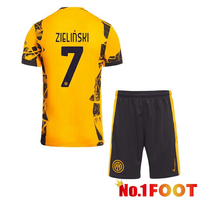 Inter Milan (ZIELIŃSKI 7) Kids Third Soccer Jersey Yellow 2024/2025