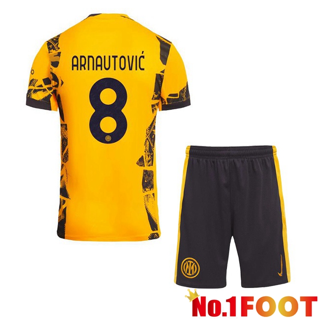 Inter Milan (ARNAUTOVIĆ 8) Kids Third Soccer Jersey Yellow 2024/2025