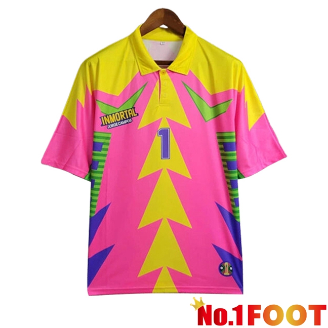 Mexico Retro Goalkeeper Soccer Jersey Pink/Yellow