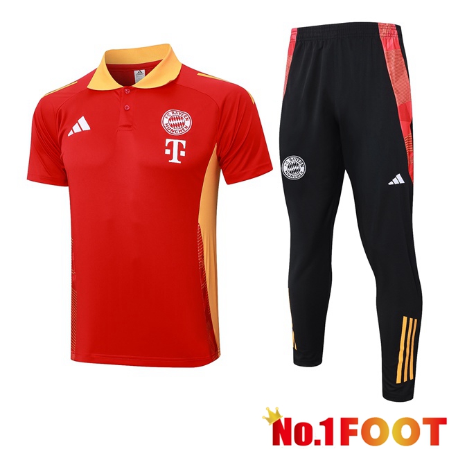 Bayern Munich Soccer Polo + Training Pants Red 2024/2025