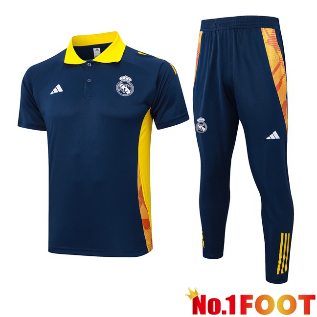 Real Madrid Soccer Polo + Training Pants Blue Royal 2024/2025