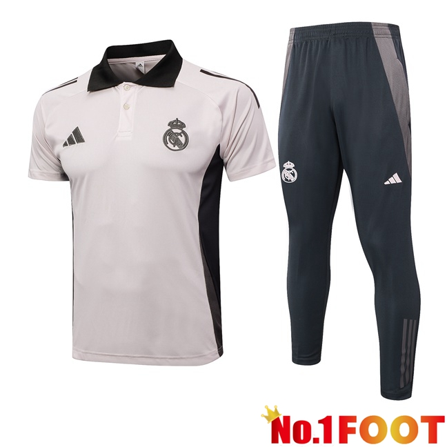 Real Madrid Soccer Polo + Training Pants Grey 2024/2025 - Click Image to Close