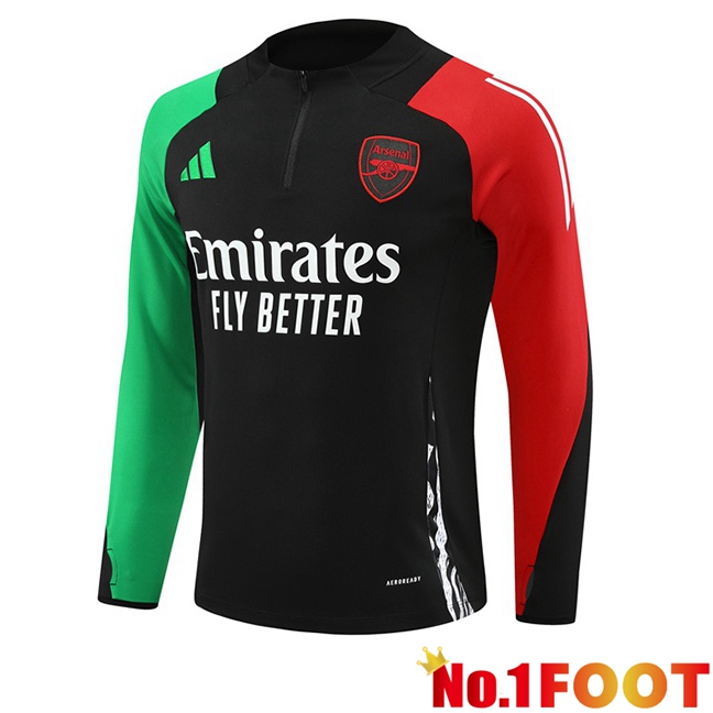 Arsenal Black Training Sweatshirt Green Red 2024/2025