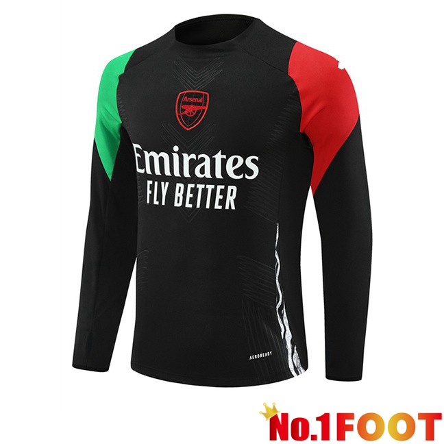 Arsenal Black Training Sweatshirt Green Red 2024/2025