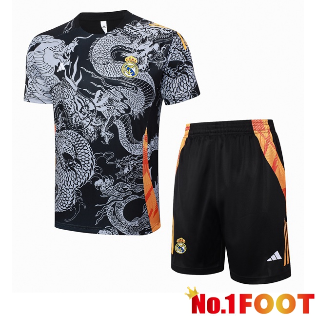 Real Madrid kit Training T Shirt + Shorts Black 2024/2025