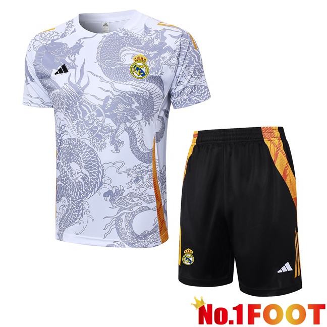 Real Madrid kit Training T Shirt + Shorts White 2024/2025