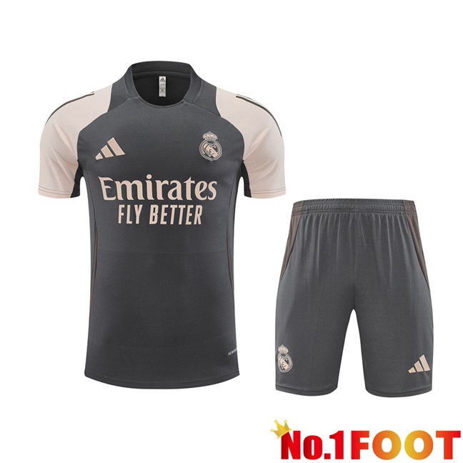 Real Madrid kit Training T Shirt + Shorts Grey 2024/2025