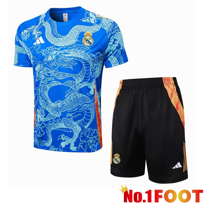 Real Madrid kit Training T Shirt + Shorts Blue 2024/2025