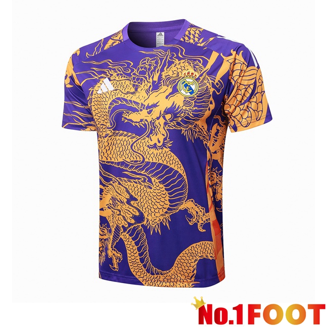 Real Madrid Training T Shirt Purple Yellow 2024/2025