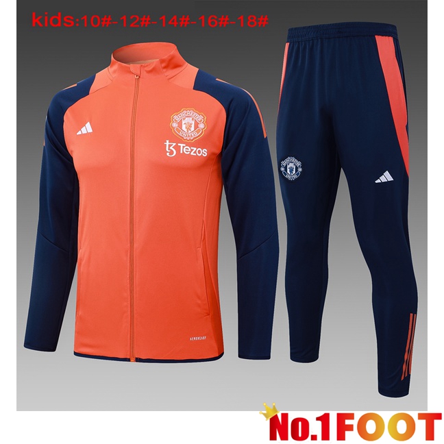 Manchester United Kids kit Training Jacket Suit Orange 2024/2025