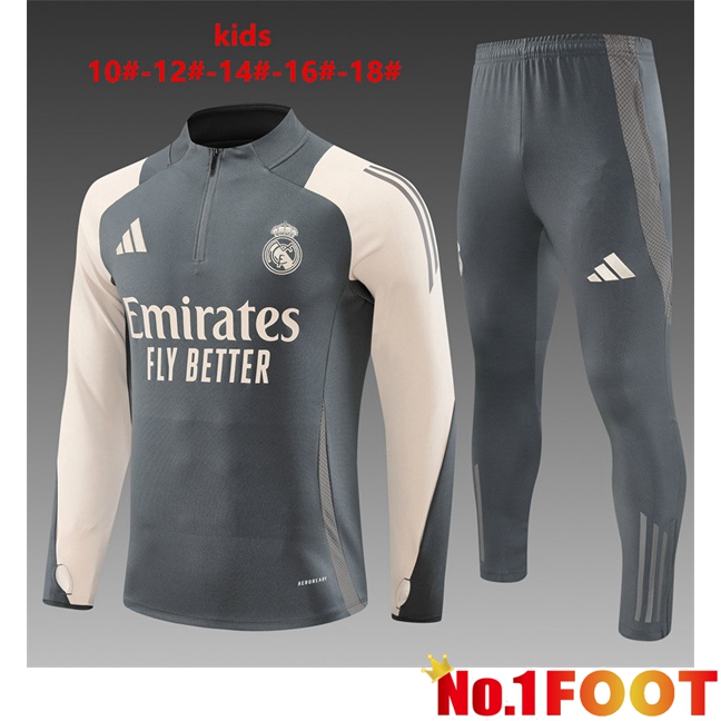 Real Madrid Kids kit Training Tracksuit Grey 2024/2025 - Click Image to Close