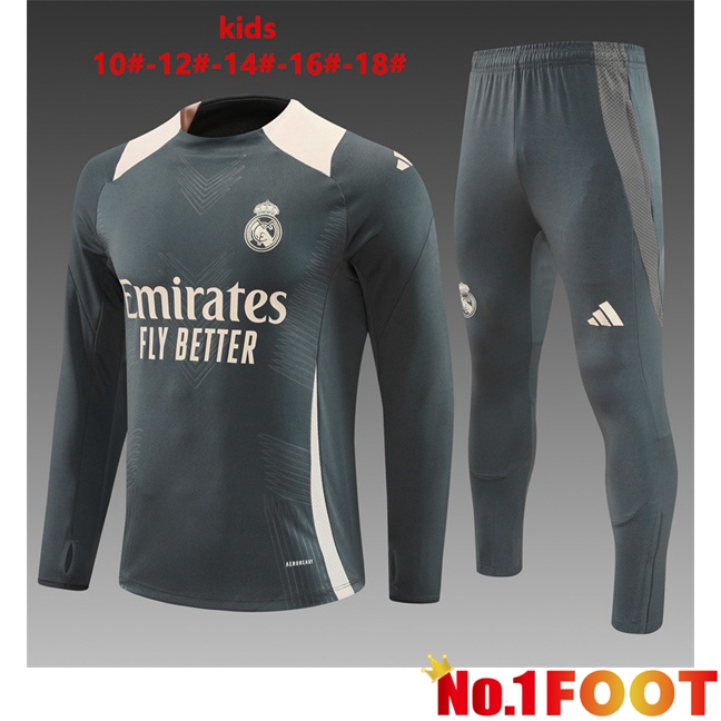 Real Madrid Kids kit Training Tracksuit Grey 2024/2025 - Click Image to Close