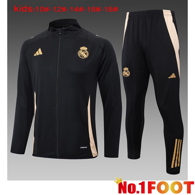 Real Madrid Kids kit Training Jacket Suit Black 2024/2025 - Click Image to Close