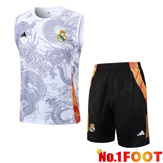 Real Madrid Gilet Soccer + Shorts White 2024/2025