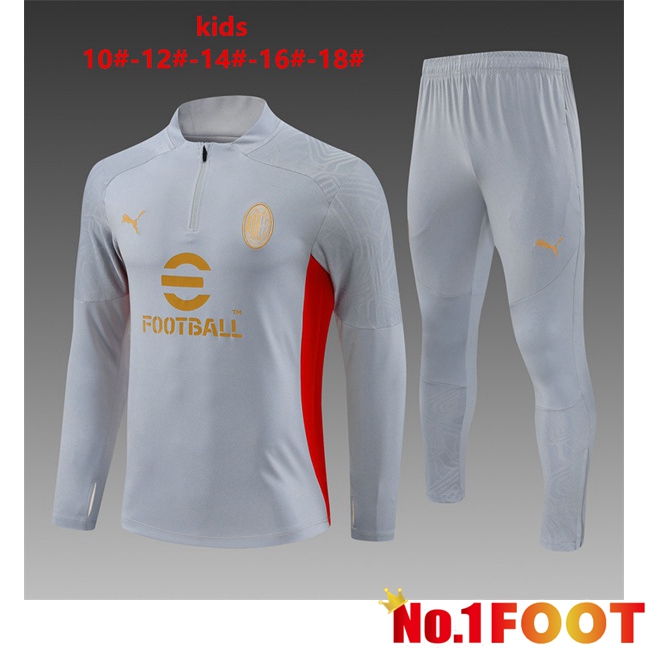 AC Milan Kids kit Training Tracksuit Grey 2024/2025