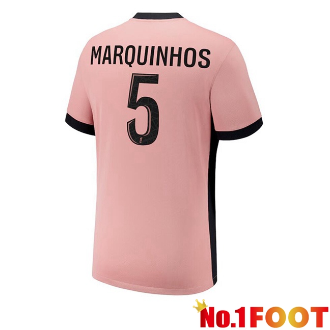 Paris PSG (Marquinhos 5) Third Soccer Jersey Pink 2024/2025