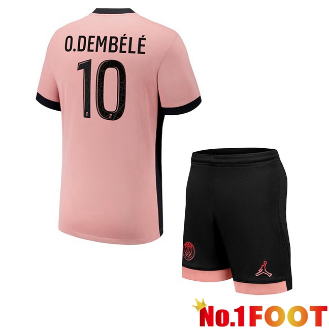 Paris PSG (O.Dembélé 10) Kids Third Soccer Jersey Pink 2024/2025