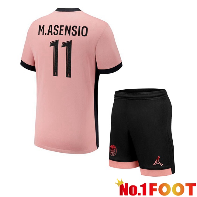 Paris PSG (M.Asensio 11) Kids Third Soccer Jersey Pink 2024/2025