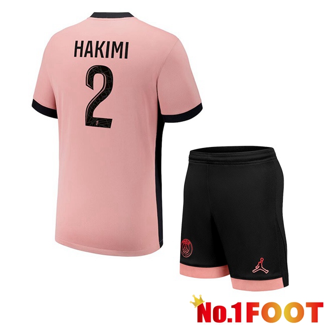 Paris PSG (Hakimi 2) Kids Third Soccer Jersey Pink 2024/2025