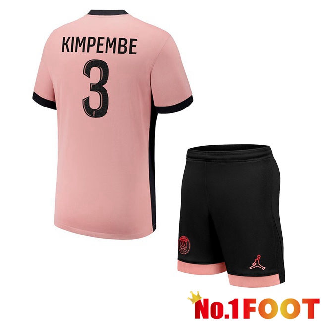 Paris PSG (Kimpembe 3) Kids Third Soccer Jersey Pink 2024/2025