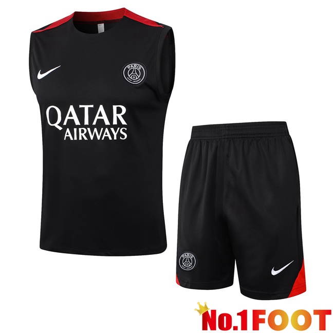 Paris PSG Gilet Soccer + Shorts Black 2024/2025