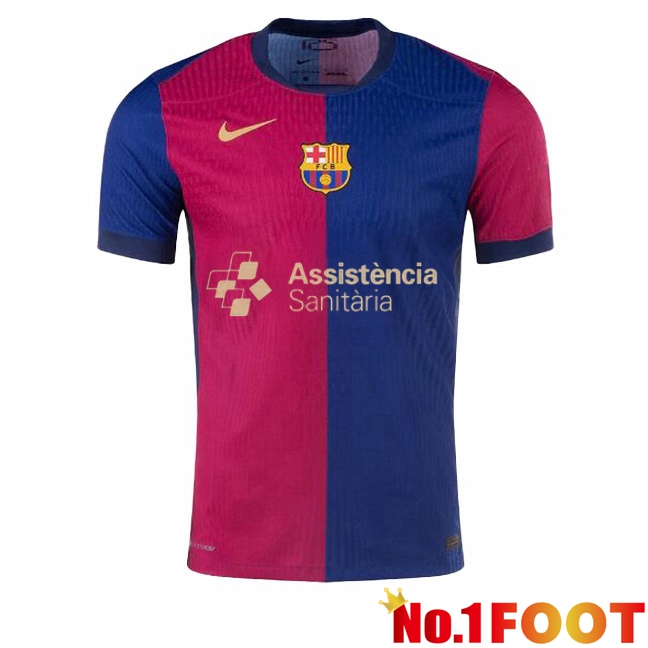 FC Barcelona Home Soccer Jersey Assistència Sanitària Blue Red 2024/2025