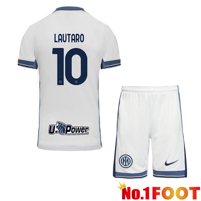 Inter Milan (LAUTARO 10) Kids Away Soccer Jersey White 2024/2025