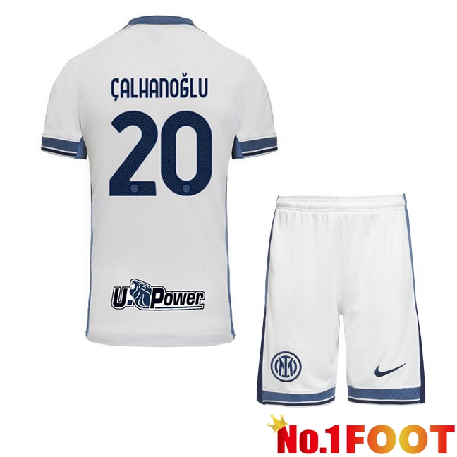 Inter Milan (ÇALHANOĞLU 20) Kids Away Soccer Jersey White 2024/2025