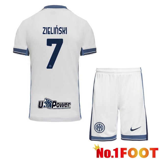 Inter Milan (ZIELIŃSKI 7) Kids Away Soccer Jersey White 2024/2025