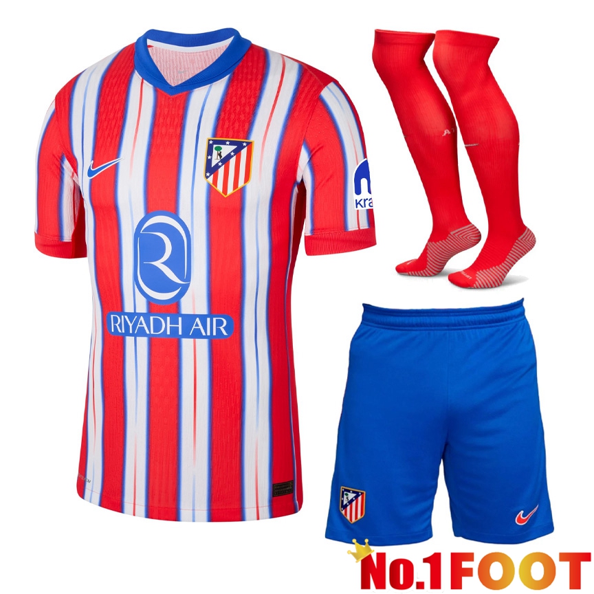 Atletico Madrid Home kit Soccer Jersey (Shorts + Socks) 2024/2025 - Click Image to Close