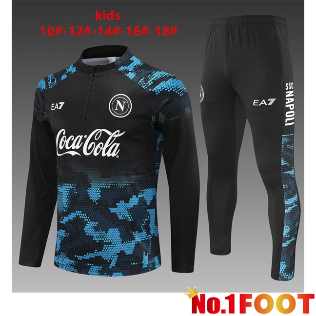 SSC Napoli Kids kit Training Tracksuit Black Blue 2024/2025 - Click Image to Close