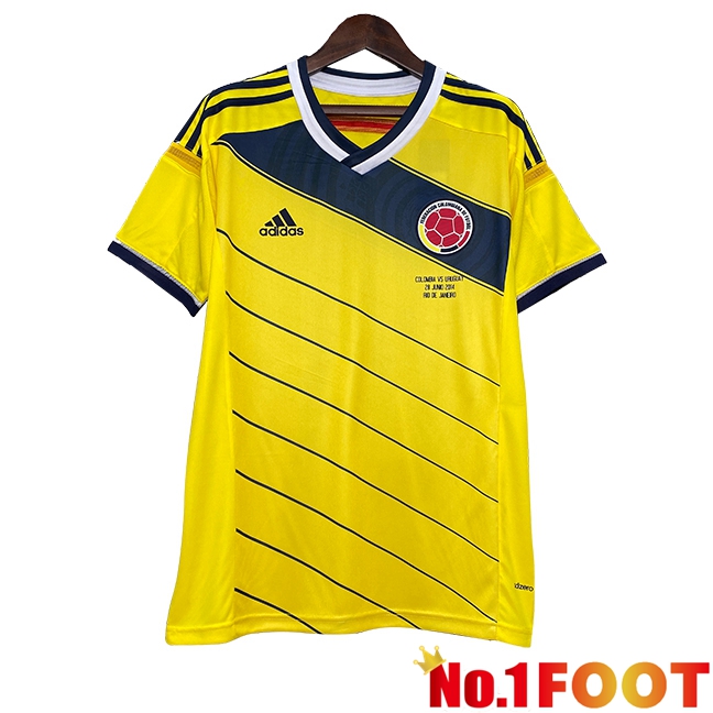 Colombia Retro Home Soccer Jersey 2014