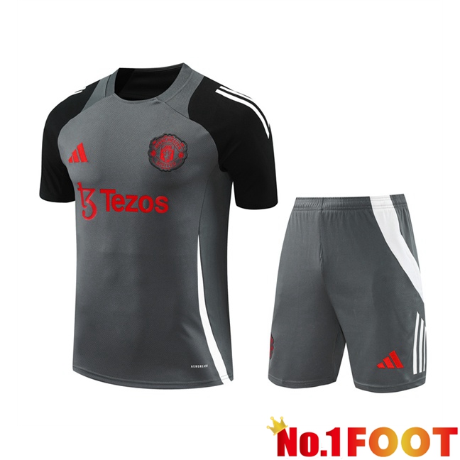 Manchester United kit Training T Shirt + Shorts Grey 2024/2025