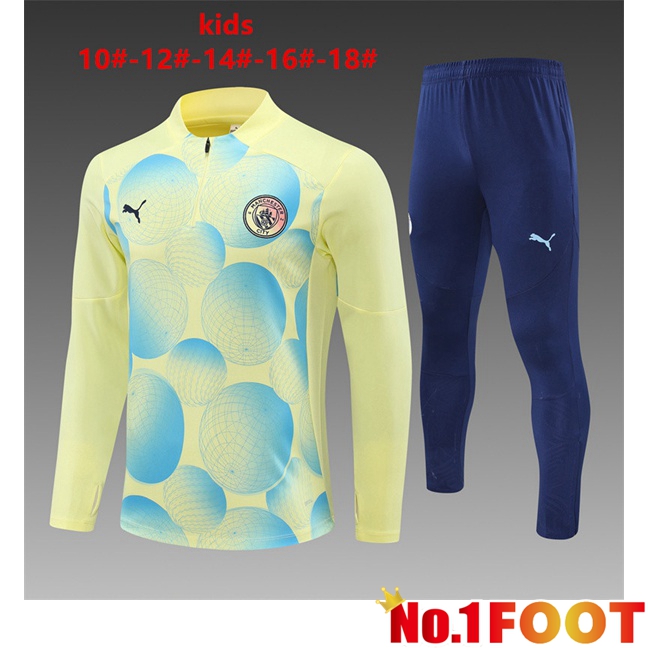 Manchester City Kids kit Training Tracksuit Yellow 2024/2025