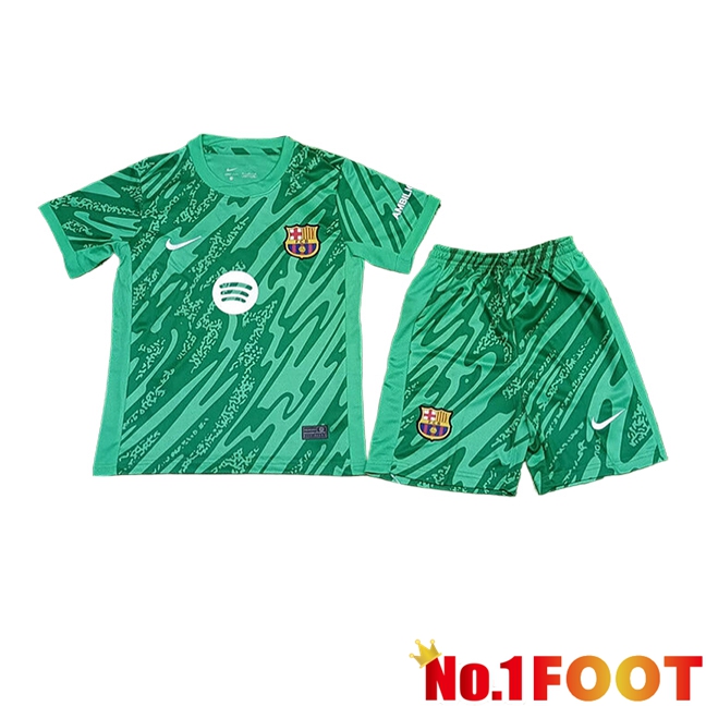 Barcelona Kids Goalkeeper Soccer Jersey Green 2024/2025