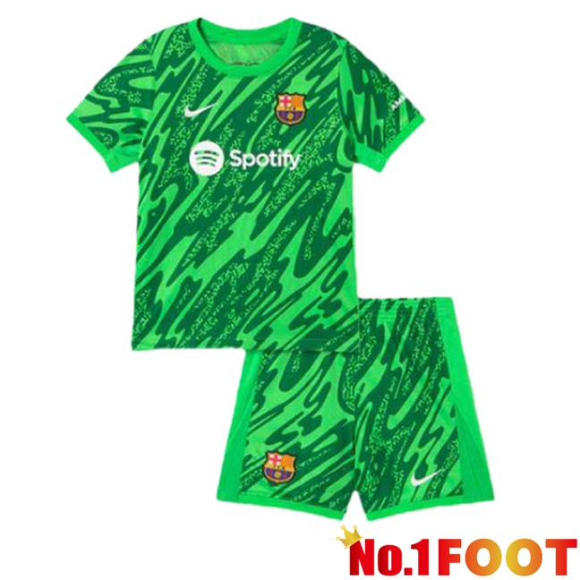 FC Barcelona Kids Goalkeeper Soccer Jersey Spotify Green 2024/2025