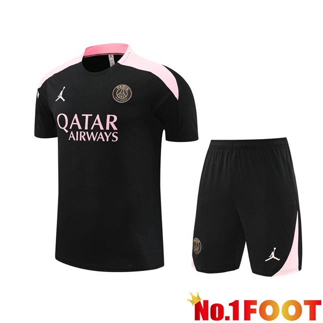 Paris PSG kit Training T Shirt + Shorts Black 2024/2025