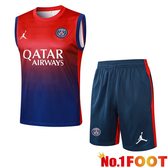 Paris PSG Gilet Soccer + Shorts Red Blue Royal 2024/2025