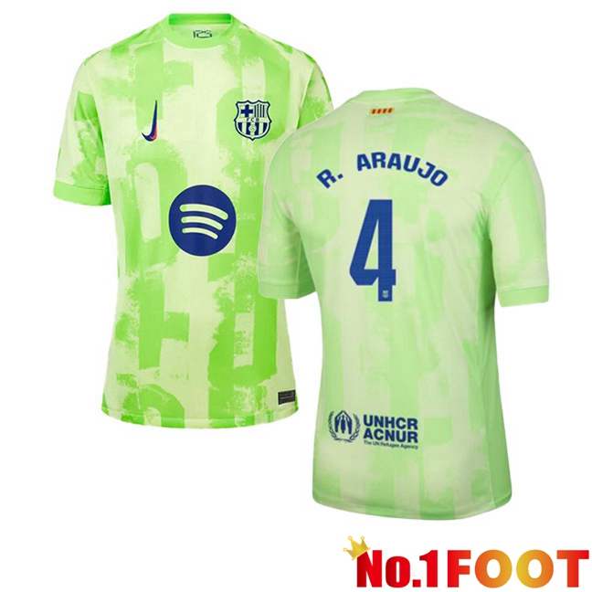 FC Barcelona (R. ARAUJO 4) Third Soccer Jersey Green 2024/2025