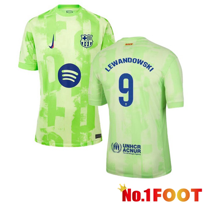 FC Barcelona (LEWANDOWSKI 9) Third Soccer Jersey Green 2024/2025