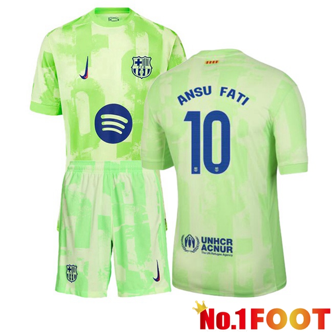 FC Barcelona (ANSU FATI 10) Kids Third Soccer Jersey Green 2024/2025