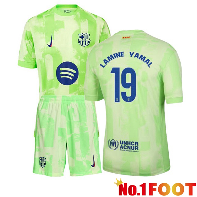 FC Barcelona (LAMINE YAMAL 19) Kids Third Soccer Jersey Green 2024/2025