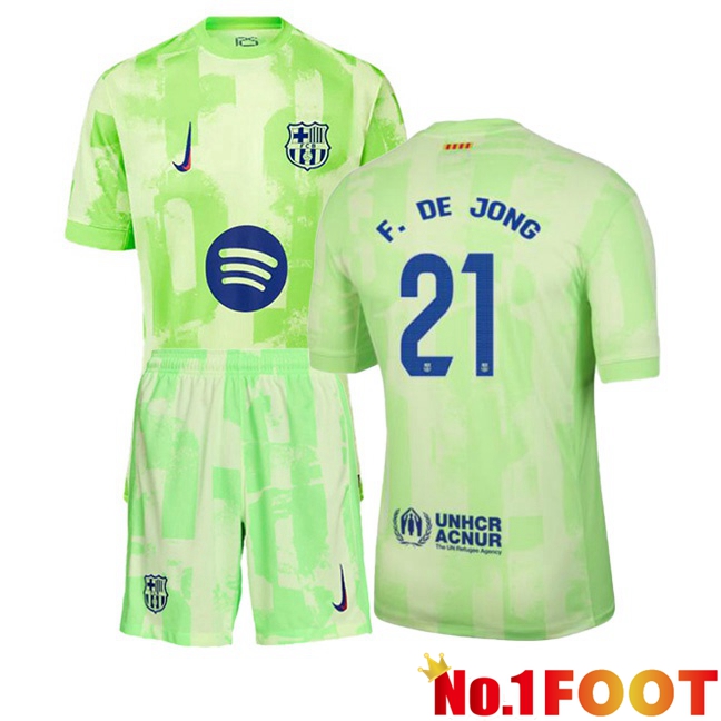 FC Barcelona (F. DE JONG 21) Kids Third Soccer Jersey Green 2024/2025