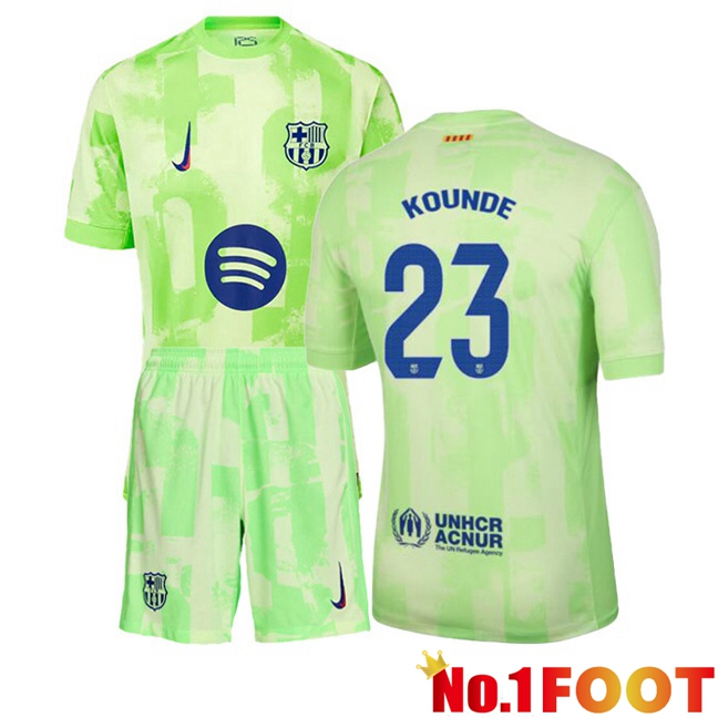 FC Barcelona (KOUNDE 23) Kids Third Soccer Jersey Green 2024/2025