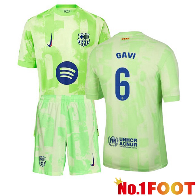 FC Barcelona (GAVI 6) Kids Third Soccer Jersey Green 2024/2025