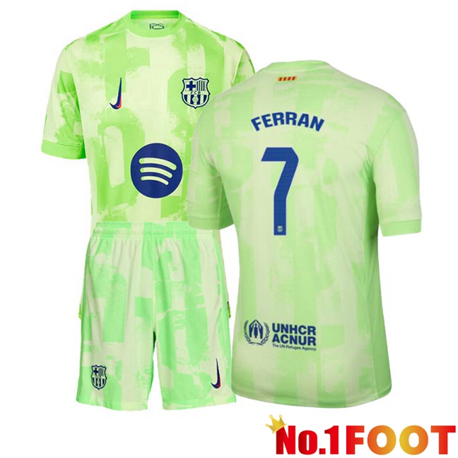 FC Barcelona (FERRAN 7) Kids Third Soccer Jersey Green 2024/2025