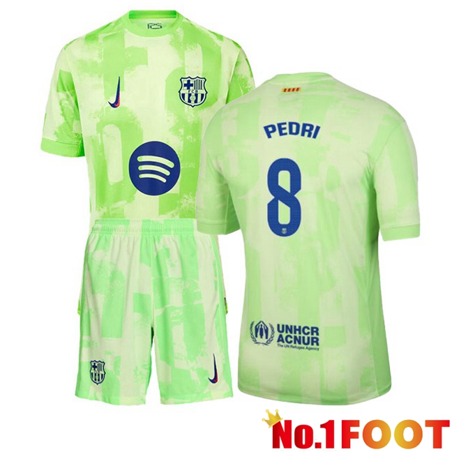 FC Barcelona (PEDRI 8) Kids Third Soccer Jersey Green 2024/2025