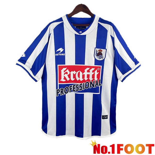 Real Sociedad Retro Home Soccer Jersey White Blue 2002-2003