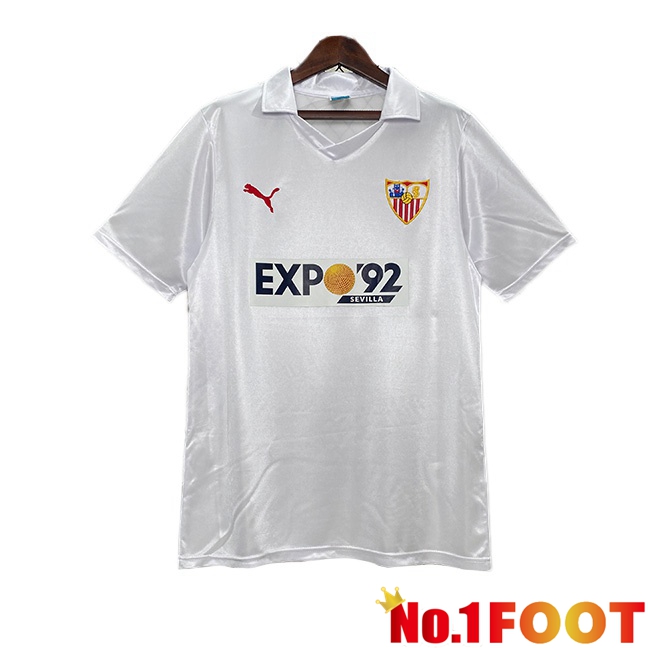 Sevilla FC Retro Home Soccer Jersey White 1987-1990